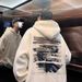 Autumn High Street Hoodie Men's Hooded Coffee Color Retro And Plush Thick Loose Jacket_viptrois.com