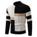 Autumn 2026 High Quality Fashion Knitwear Pullovers Men Half High Collar Splicing Long Sleeve Casual Slim Thick Sweater_viptrois.com