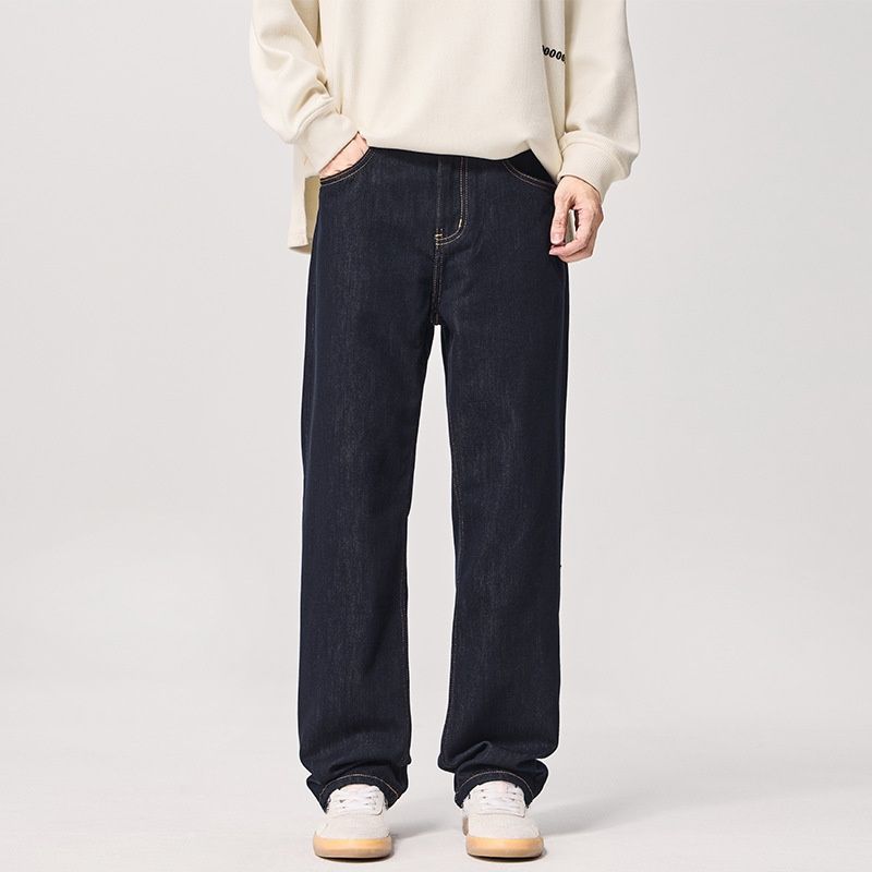 Men's Straight Leg Jeans – Classic Washed Denim Pants For Everyday Wear (28-38, Dark Indigo)_viptrois.com