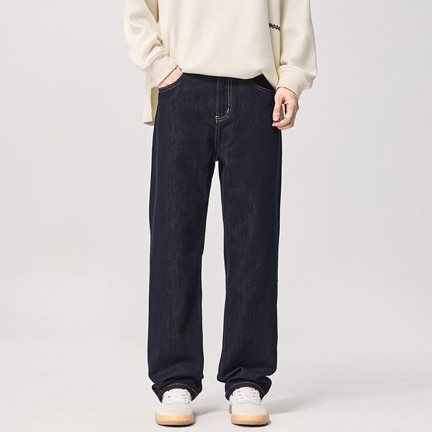 Men's Straight Leg Jeans – Classic Washed Denim Pants For Everyday Wear (28-38, Dark Indigo)_viptrois.com