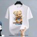 【DORAE】Unisex Oversized T-shirt (100% Cotton) Off-White ("Butter Bear Angel" Print & Kawaii Casual Design) – Casual Style For Everyday Casual_viptrois.com