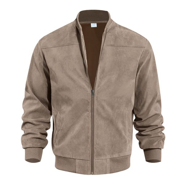 2026 Men's Leather Suede Jacket - Fall/Winter Fashion Casual Zip Pullover Long Sleeve Baseball Shirt Coat_viptrois.com