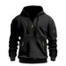 Men's Zip-Up Hooded Sweatshirt – Winter Fleece-Lined Pullover With Arm Zipper Pockets, Slim Fit Athletic Jumper (Black/Navy/Burgundy/Khaki/Blue)_viptrois.com