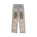 Men's Clothing high street punk loose wide-leg pants hip-hop trend embroidered hole jeans long pants niche design_viptrois.com
