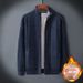 2025 Men's Jacket With Fleece, Knitted Cardigan, Stand Collar, Loose Fit, Winter Outerwear Sweater_viptrois.com