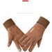 Men's autumn and winter suede gloves thick warm touch screen outdoor cycling driving delivery non slip full finger gloves_viptrois.com