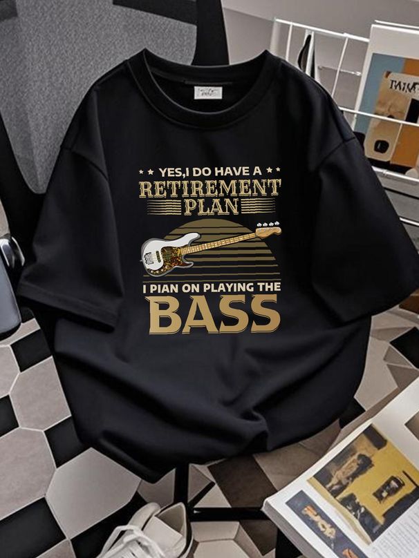 Funny Guitar T Shirt I Do Have A Retirement Plan I Plan On Playing The Bass Gift Fashion Stylish Designer Clothes Streetwear Homme Summer_viptrois.com