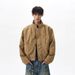 Men's Clothing American Retro Washed Distressed Canvas Stand Collar Bomber Jacket Unisex Boxy Barn Style Work Jacket_viptrois.com