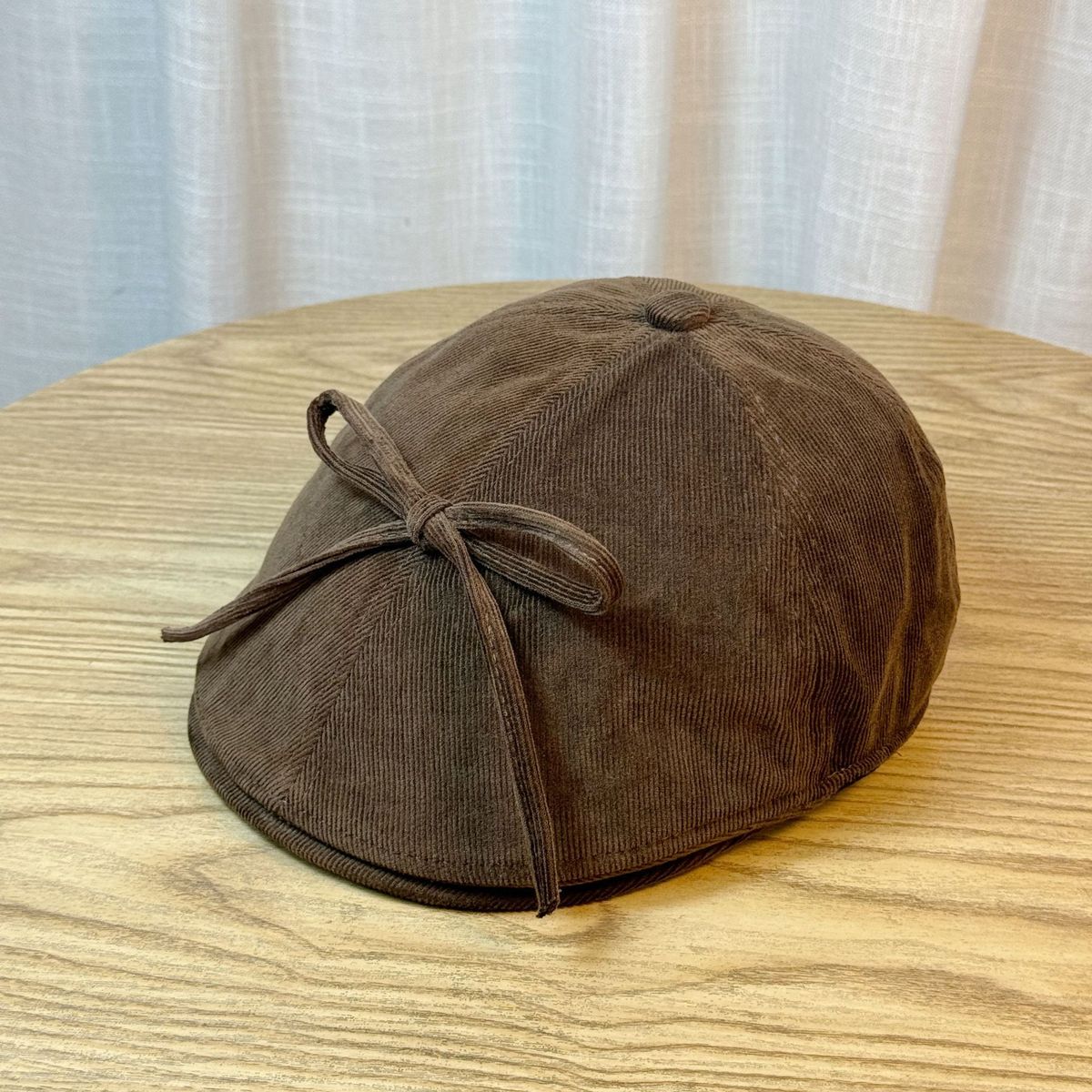 High Quality Artistic Style Bow Duckbill Hat For Children, Autumn And Winter Corduroy Newsboy Hat, Reverse Wearing Forward Hat_viptrois.com