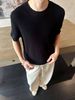 Men's Old Money Style Knit Polo T-Shirt – Summer Relaxed Luxury Short Sleeve Top (Breathable Polyester, Slim Fit, Machine Washable, Black/Beige)_viptrois.com