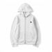 Men's High-Neck Zip Hoodie - 96% Polyester Blend Oversized Streetwear (Black/White/Gray/Pink/Red/Navy, S-XXXL)_viptrois.com