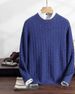 Men’s Cashmere-Like Knit Sweater – Warm Round Neck Button Detail Pullover (Black/Blue/Green/Camel/Gray, S-3XL)_viptrois.com