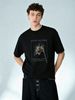 European Trendy Light Luxury Men's Short Sleeve T-Shirt, Abstract Flower NUIT CLAIRE Print, High-end Casual Streetwear Tee_viptrois.com