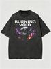 Men's Clothing Light Luxury T Shirt Short Sleeve Minimalist Burning Void Gradient Flame Skull Graphic Printing Round Neck T-Shirts_viptrois.com