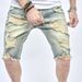 Man's clothing Men's five slim slim feet shaved denim pants Fashion youth ripped shorts jeans_viptrois.com