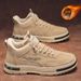Labor Protection Summer Fleece-Lined Warm Construction Site Cotton Men's Non-Slip Wear-Resistant Work Shoes Mid-Top_viptrois.com