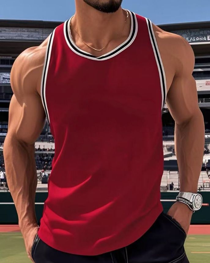 Men's Clothing Summer Muscle Fitness Sports Leisure Sleeveless Vest Printed Letters Fashion Quick Drying Vest_viptrois.com