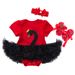 Baby clothes summer new baby girl swan short-sleeved pajamas dress shoes hair accessories three-piece set baby children's clothing_viptrois.com