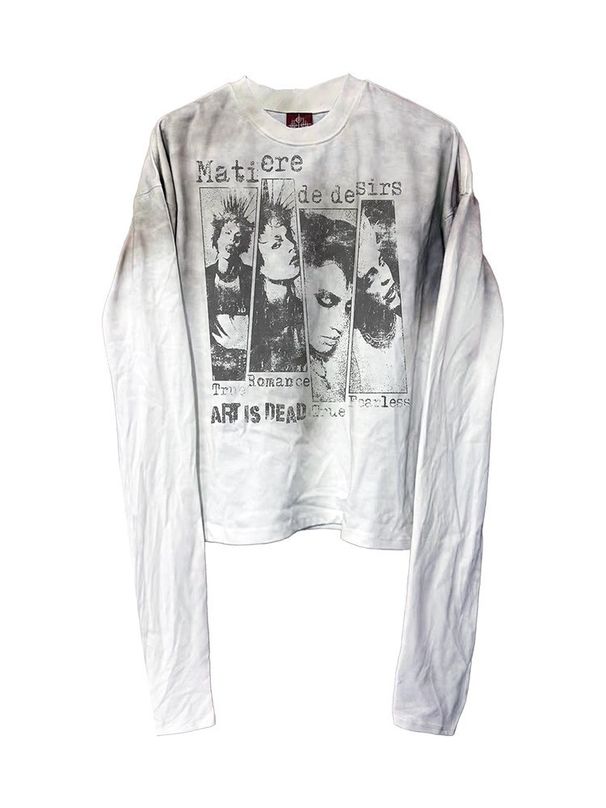 Printed Crew Neck Pullover T-shirt Men's And Women's Clothing European And American Autumn And Winter Fashion New High Street Retro Harajuku_viptrois.com