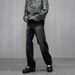 Retro American Style Washed Black Straight Leg Jeans, Loose High Street Workwear, Vibe Street Design Pants_viptrois.com