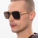 Metal double beam sunglasses square pilot style thin frame sunglasses Korean sunglasses for women and men_viptrois.com