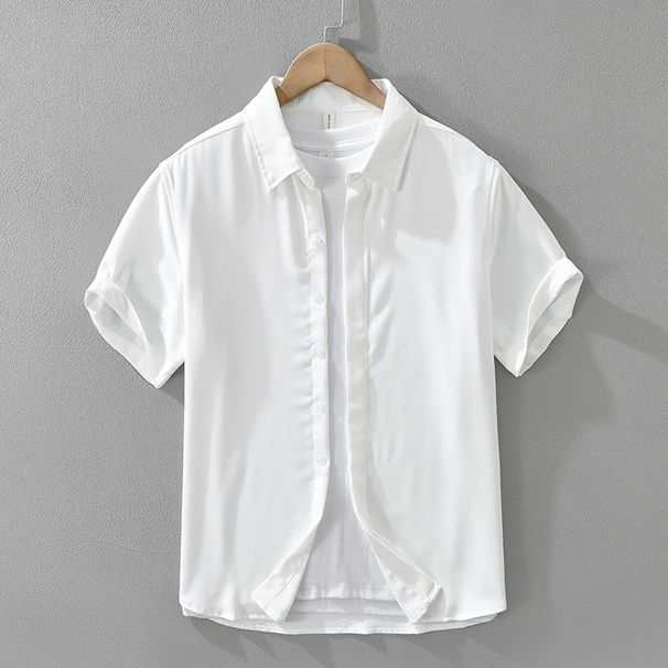Comfortable Drape Short Sleeved Shirt For Men, Fashionable And Versatile, Artistic And Casual Loose Top_viptrois.com