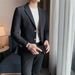 High Quality Men's Casual Solid Color Business Gentleman Suit Handsome Four Seasons Simple Bridegroom Best Man Black Suit_viptrois.com