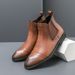 New Fashion Chelsea Boots Men's Pointy Toe Retro Boots British Men's Boots Leather Boots Leather Shoes_viptrois.com