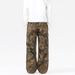JIAMU Branch Camouflage Ins Cargo Pants American Distressed Design Sense Loose Outdoor Slacks Print Relaxation_viptrois.com