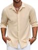 Men's Shirt, Pure Color Patchwork Cardigan, Long-sleeved Fashionable Lapel Shirt For Men_viptrois.com