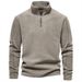 Autumn 2025 High Quality Fashion Men's 100% Polyester Stand Collar Half Zipper Pure Color Long Sleeve Casual Loose Fleece Sweatshirts_viptrois.com