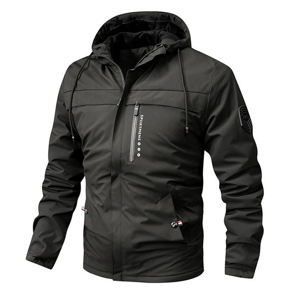 2026 Fashion Windbreaker Thick Flocking Outerwear Men Splicing Long Sleeve Casual Slim Waterproof Windproof Wear-Resistant Zipper Hooded Jacket M-6XL_viptrois.com