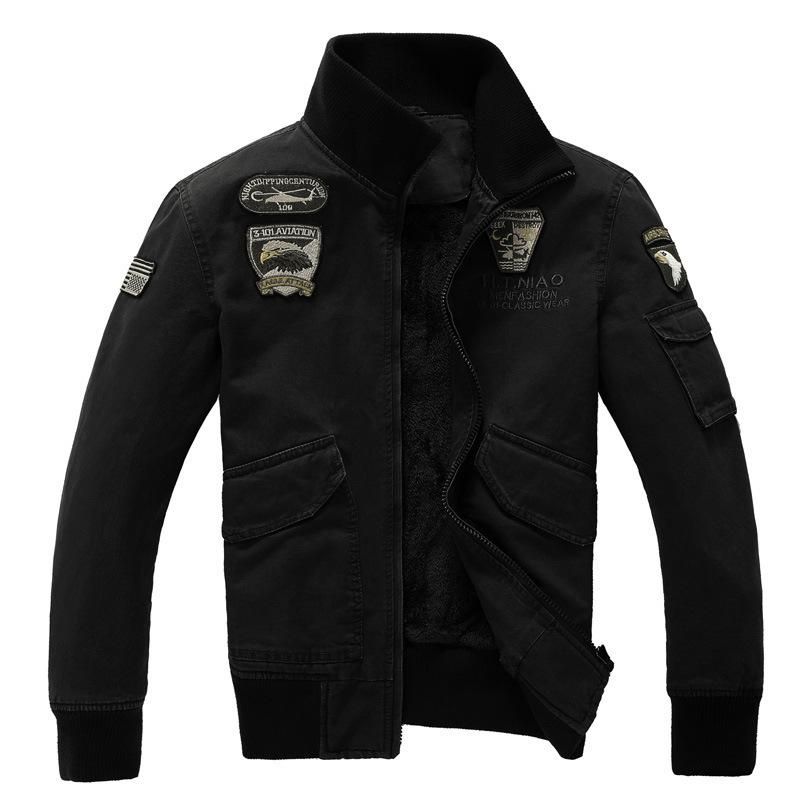 Men's Clothing Thickened Velvet Jacket Fleece Lined Jacket With Slim Fit Stand Collar, Warm Winter Coat For Casual Wear (Black, Army Green, Khaki)_viptrois.com