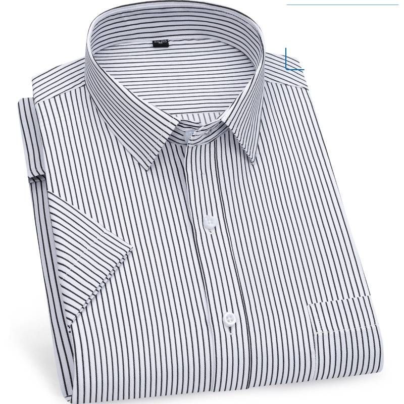 Men's Clothing Summer Short Sleeve Shirt - Wrinkle-Free Striped Business Casual Workwear, Breathable & Comfortable Office Blouse, Slim Fit_viptrois.com