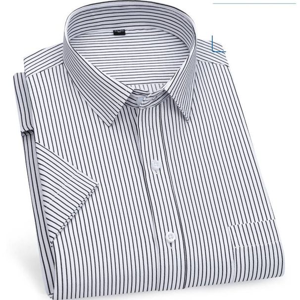 Men's Clothing Summer Short Sleeve Shirt - Wrinkle-Free Striped Business Casual Workwear, Breathable & Comfortable Office Blouse, Slim Fit_viptrois.com