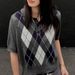 Men's Diamond Patterned Polo Shirt Short Sleeved Summer Retro Couple's Preppy Style Knitted Top_viptrois.com