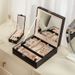 Minimalist Capacity Storage PU With Large Mirror Detachable Makeup Case Includes Portable Small Jewelry Box_viptrois.com