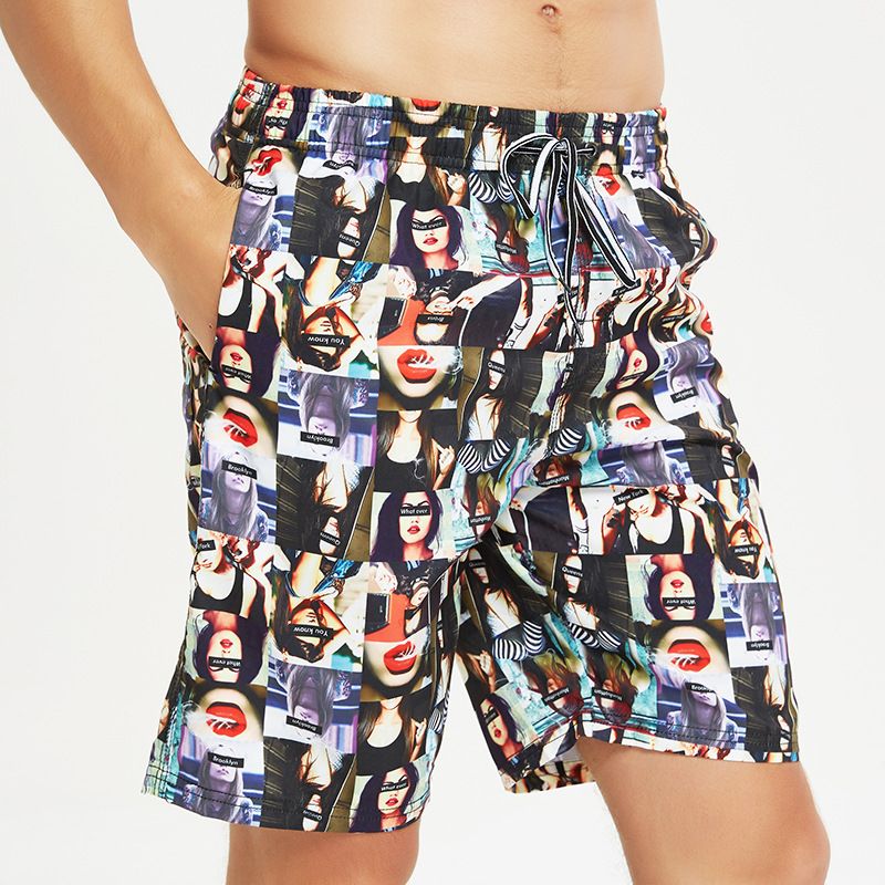 Men's Beach Quick-Dry Loose Gradient Couple Boxer Swim Shorts Large Trunks_viptrois.com