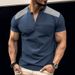 2024 Cross-border Summer Short Sleeve Men's T-Shirt Heavy Button-Up T-Shirt Color Matching Thin Henry Short Sleeve Top Men_viptrois.com
