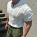 2025 Spring Summ Casual Men's Mesh Shirts Slim Fit Knitted Short Sleeve Polo Tops Men Vintage Lapel Solid Color_viptrois.com