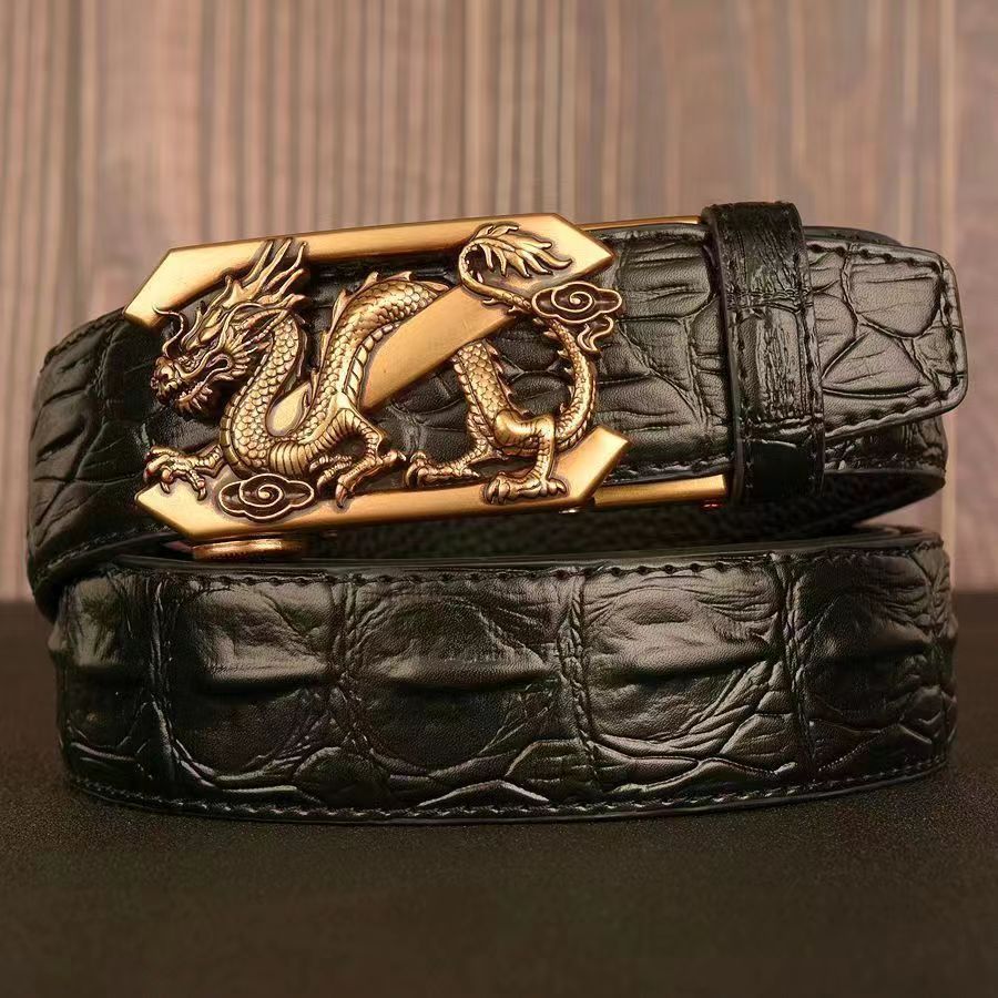 Apparel Accessories dragon retro automatic buckle belt men's genuine leather pants with snakeskin pattern casual fashion leather belt_viptrois.com