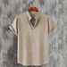 Cross-border Foreign Trade Summer New Casual Fashion Solid Color Stand-up Collar Short-sleeve Men's Shirt_viptrois.com