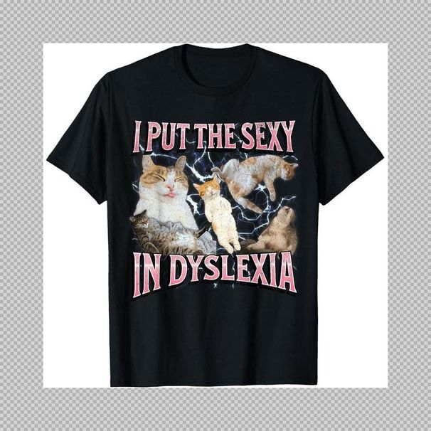 Camiseta Algodón Manga Corta Casual Para Hombres Y Mujeres Con Gráfico Meme De Gato Divertido "I Put The Sexy In_viptrois.com