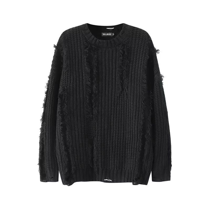 Men’s Slim-Fit Knit Sweater – Trendy Crewneck Pullover For Autumn/Winter ( Casual & Stylish Top, Acrylic Blend, Wavy Texture)_viptrois.com