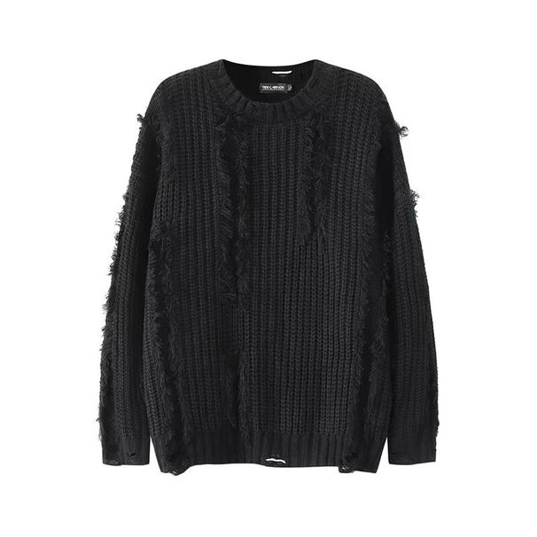 Men’s Slim-Fit Knit Sweater – Trendy Crewneck Pullover For Autumn/Winter ( Casual & Stylish Top, Acrylic Blend, Wavy Texture)_viptrois.com