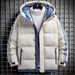 Men's Winter Hooded Cotton Jacket - Loose Fit Thickened Warm Coat For Casual Wear (Khaki, Grey, Green, Black, Blue)_viptrois.com