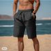 Men's Clothing Summer Beach Shorts Drawstring Elastic Waist Straight Tube Flat Comfortable Breathable Shorts_viptrois.com