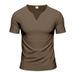 Men's Clothing Hot Selling V Neck Shirt Quick Drying Skin Friendly Loose Solid Color Short Sleeved T Shirt_viptrois.com