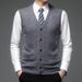 Men's Wool Blend Sleeveless Cardigan Vest Slim Fit Single-Breasted Knit Sweater For Casual Business Wear (Light Gray, Wine Red, Navy, Dark Gray)_viptrois.com