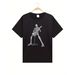 Camiseta Casual Manga Corta Para Hombre Con Diseño Guitarrista Esqueleto Alegre, Cuello Redondo, Ropa De Verano_viptrois.com